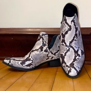 Snakeskin Ankle Booties, Size 8.5